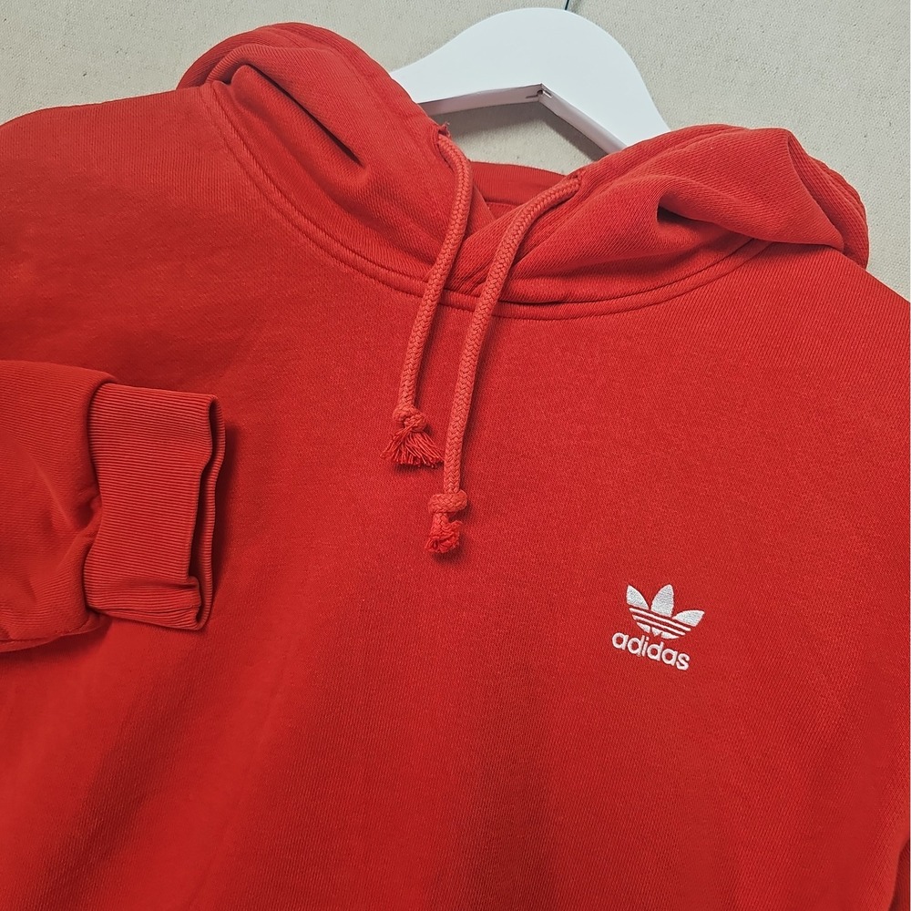 Adidas Originals Men's Large Red Adicolor Essentials Trefoil Hoodie HE5108 READ